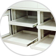 Slide-shelves for low humidity cabinet